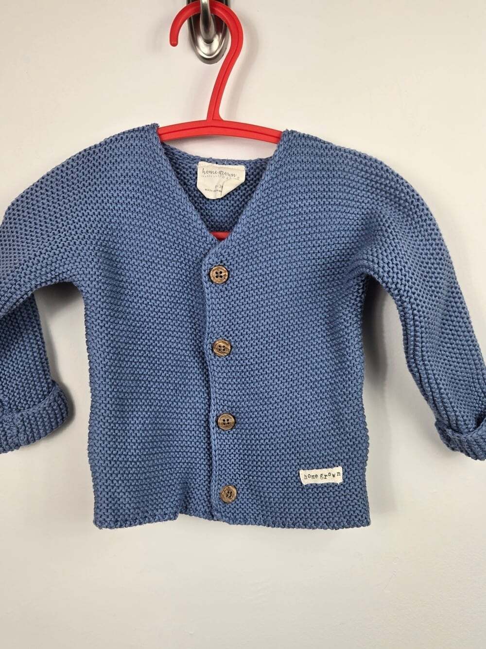 Home Grown Baby Blue Knit Cardigan 0-3M Cottagecore Organic Style